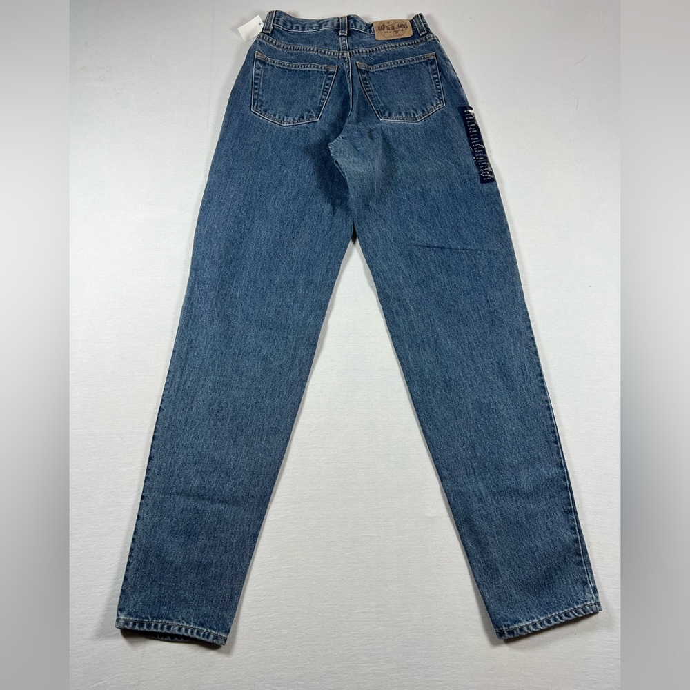 NWT Vintage Gap Blue Jeans Globe Patch Reverse Fit Blue Jeans Women Size 4 Long